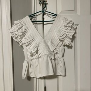 Zara White Ruffle Top